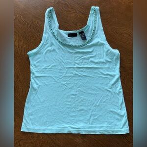 New York & Co Blue Beaded Tank, size medium
